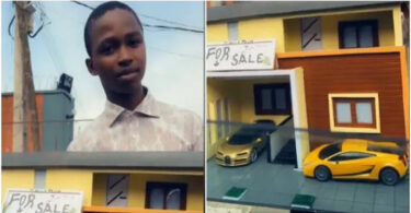 Meet Talented Nigerian boy Timilehin who designs replica of one-storey building, displays it in video