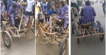 Man Uses Sticks to Build a Car and Attaches Engine, Video Shows Him Driving it (Video)