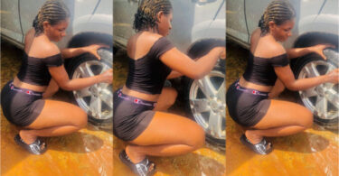 “I make 250k a day as a car wash attendant” – Hardworking Nigerian lady brag. Share how hard she work (Watch)