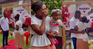 lady in tears as her boyfriend proposed to her on her special day (Photos)