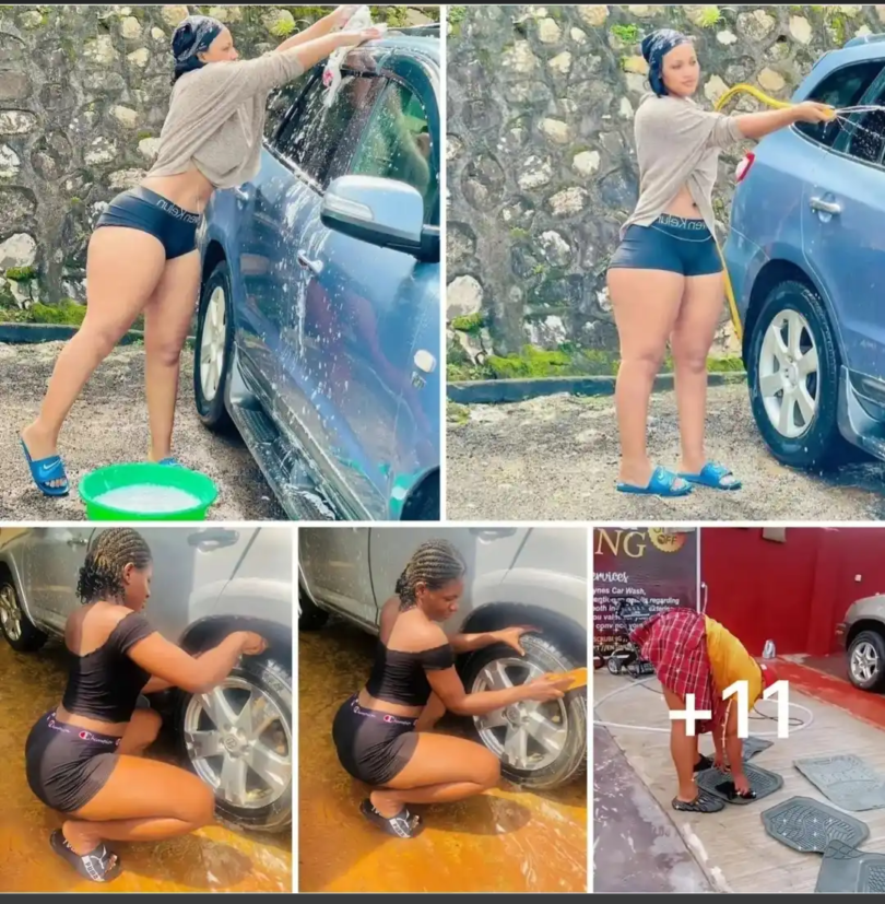 “We Make ₦200,000 a day washing cars” – Nigerian lady who owns a car wash reveals (Photos) ‎