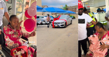 After tough delivery of twins, husband surprises wife with brand new Mercedes Benz as push gift (Video)