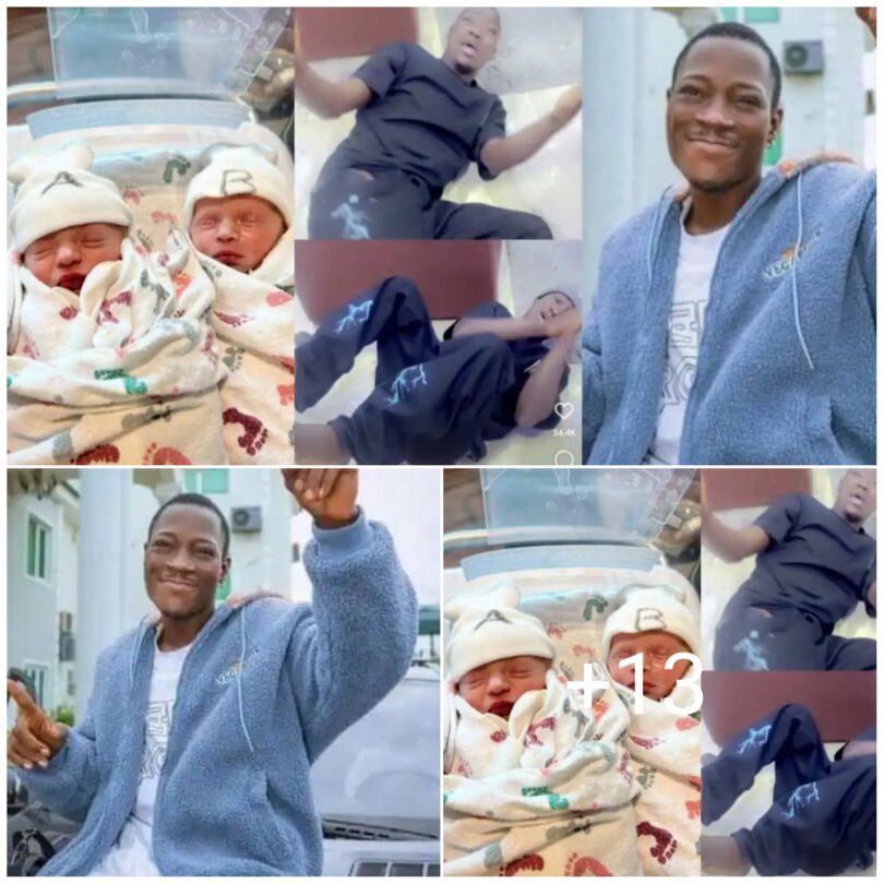 “I am now Baba Ibeji”- DJ Chicken rejoice as his first wife delivers twins in the UK (Video)