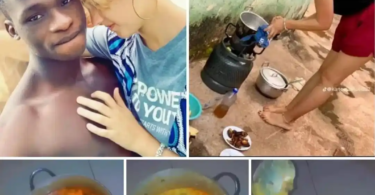 “She Tried” – Reactions as Nigerian Man Shows Off the watery egusi soup His White Girlfriend Cooked for Him (Video) ‎