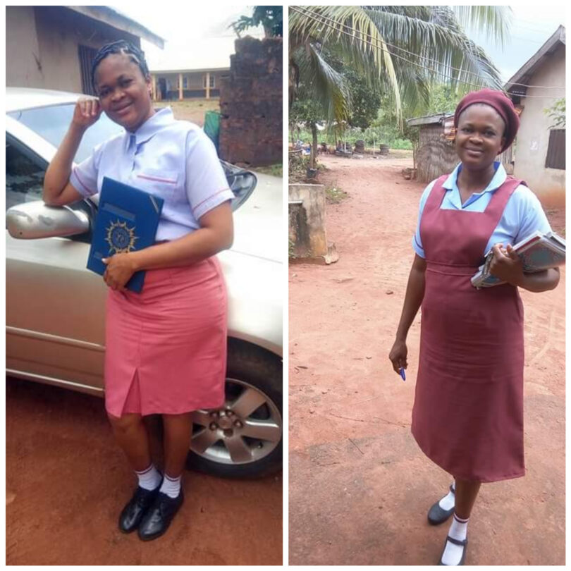 Nigerian Lady returns back to secondary school after dropping out due to marriage & Child bearing set to study Law in university (Photos)