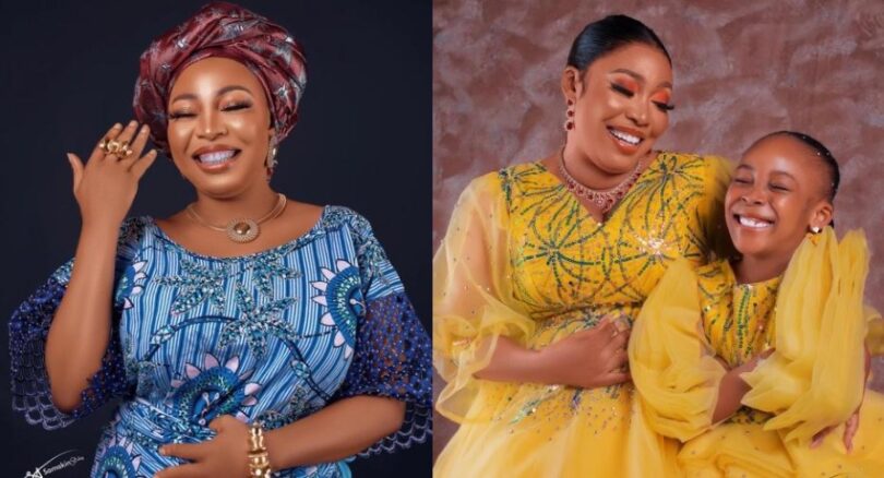 “Help me pray for her” – Actress Bimpe Akintunde celebrate her daughter’s 8th in style (photos)