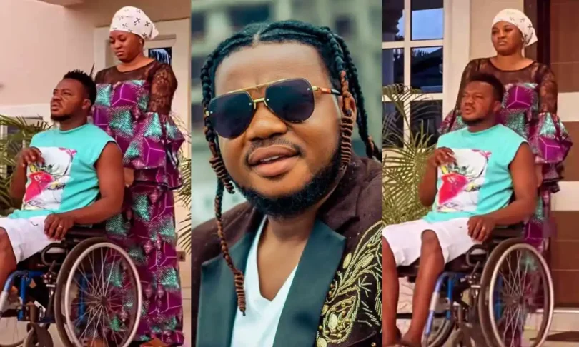 Reaction As Ayoola Olaiya Shares New Video Of His Self On Wheelchair Been Push By His Wife Video Trend Online (Watch)