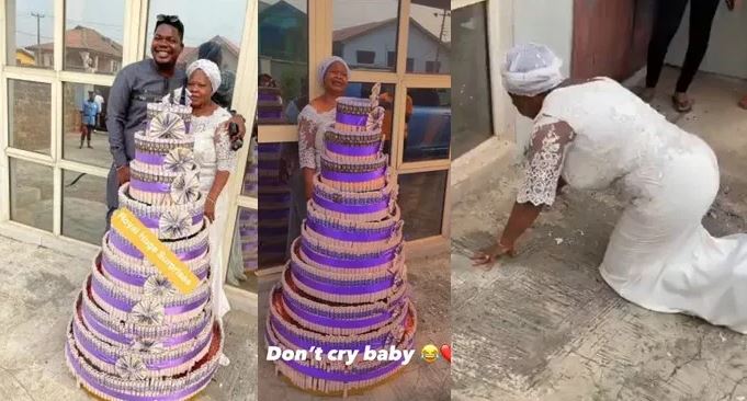 Mr Macaroni’s Mother Sheds Tears Of Joy As He Celebrates Her Birthday In Style (Video)