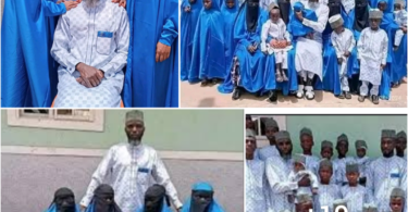 Nigerian man, Baba Lawal, celebrates salah with his four wives and 29 children