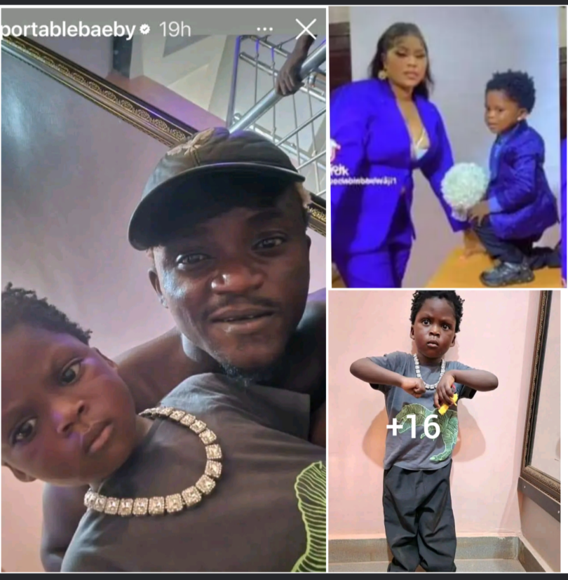 “This is pure portable photocopy no need DNA”- Fans reactions as Portable show off his wife Omobewaji and son in new photos (photos) ‎