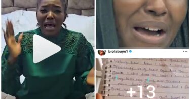 Heartbroken actress, Biola Bayo shares a handwritten note from a lady who passed on right after sharing her troubling story on her podcast