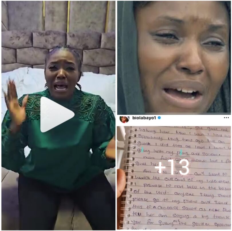 Heartbroken actress, Biola Bayo shares a handwritten note from a lady who passed on right after sharing her troubling story on her podcast