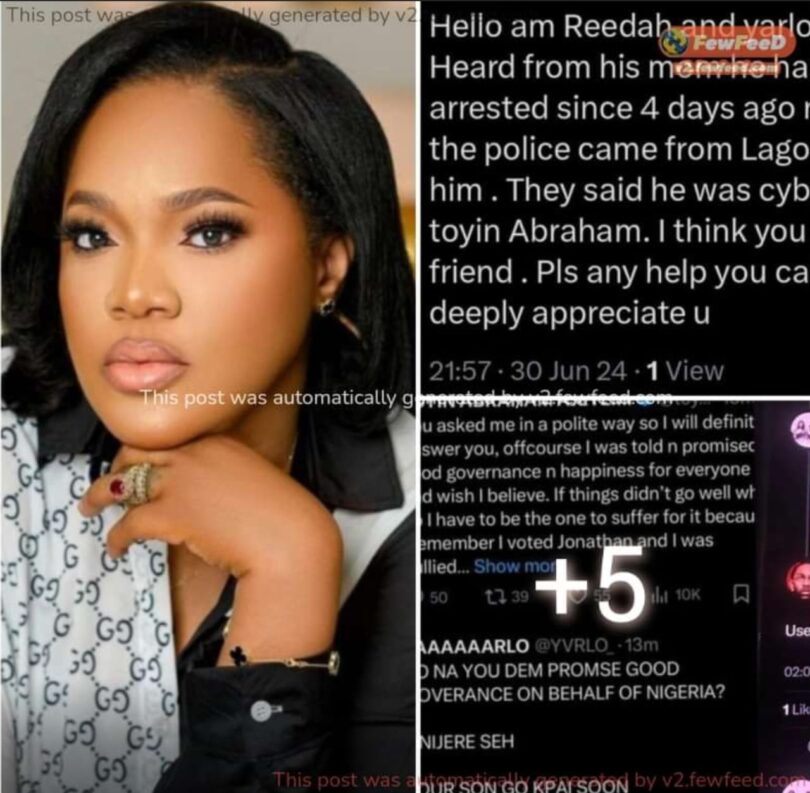 Drama as Toyin Abraham reportedly arrests X user who wished de@th on her son for cyber buIIying